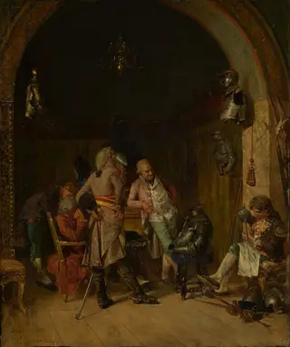 Examining Antique Arms, by José Villegas Cordero, oil, 1870