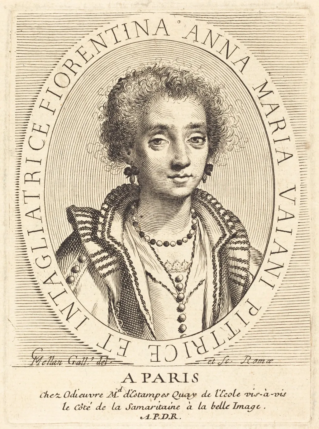 Anna Maria Vaiani, by Claude Mellan, ink, 1630
