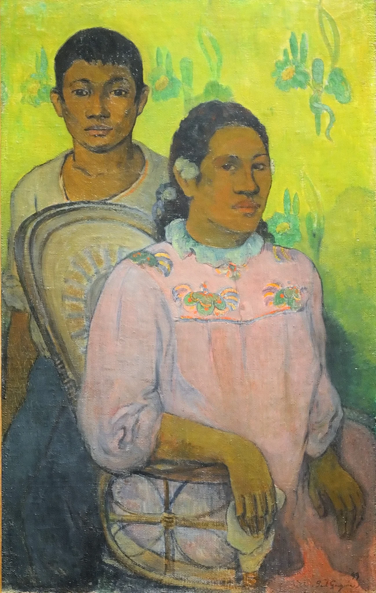 Tahitian Woman and Boy, detail