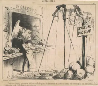 Facheuse situation des marchands de galette, by Honoré Daumier, ink, 1850