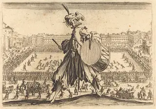 Piazza Santa Croce, Florence, by Jacques Callot, ink, 1622