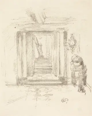 Staircase, by James McNeill Whistler, ink, 1891