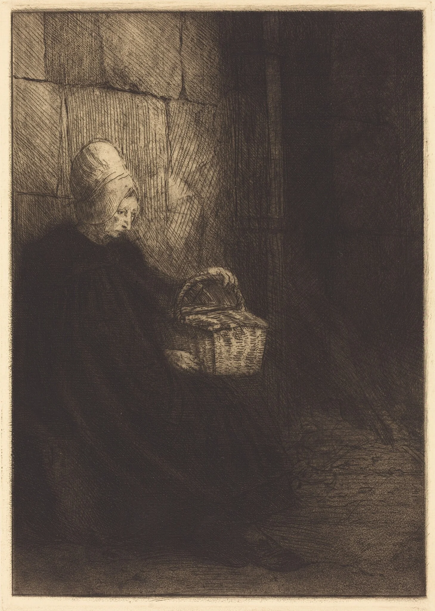 Peasant Woman of Boulogne (Paysanne des environs de Boulogne dite La femme au panier), detail