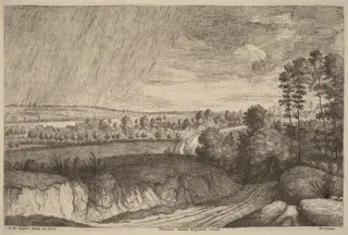 Rainy Landscape, by Lucas Emil Vorsterman, ink, 1652
