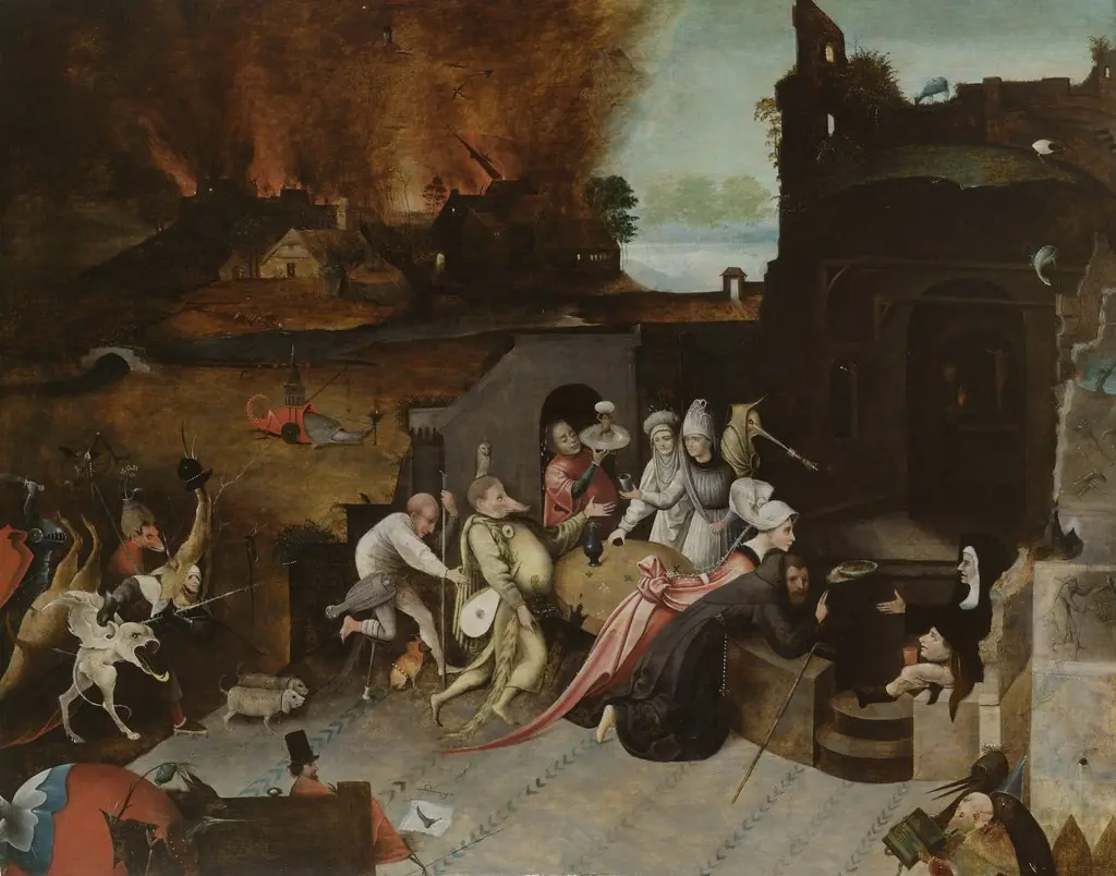 The temptation of St Antony, by Hieronymus Bosch, oil