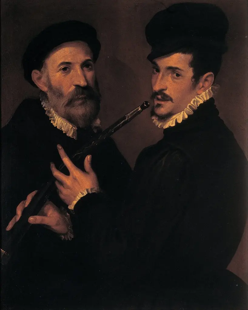 Double portrait of musicians, by Bartolomeo Passarotti, oil, 1589