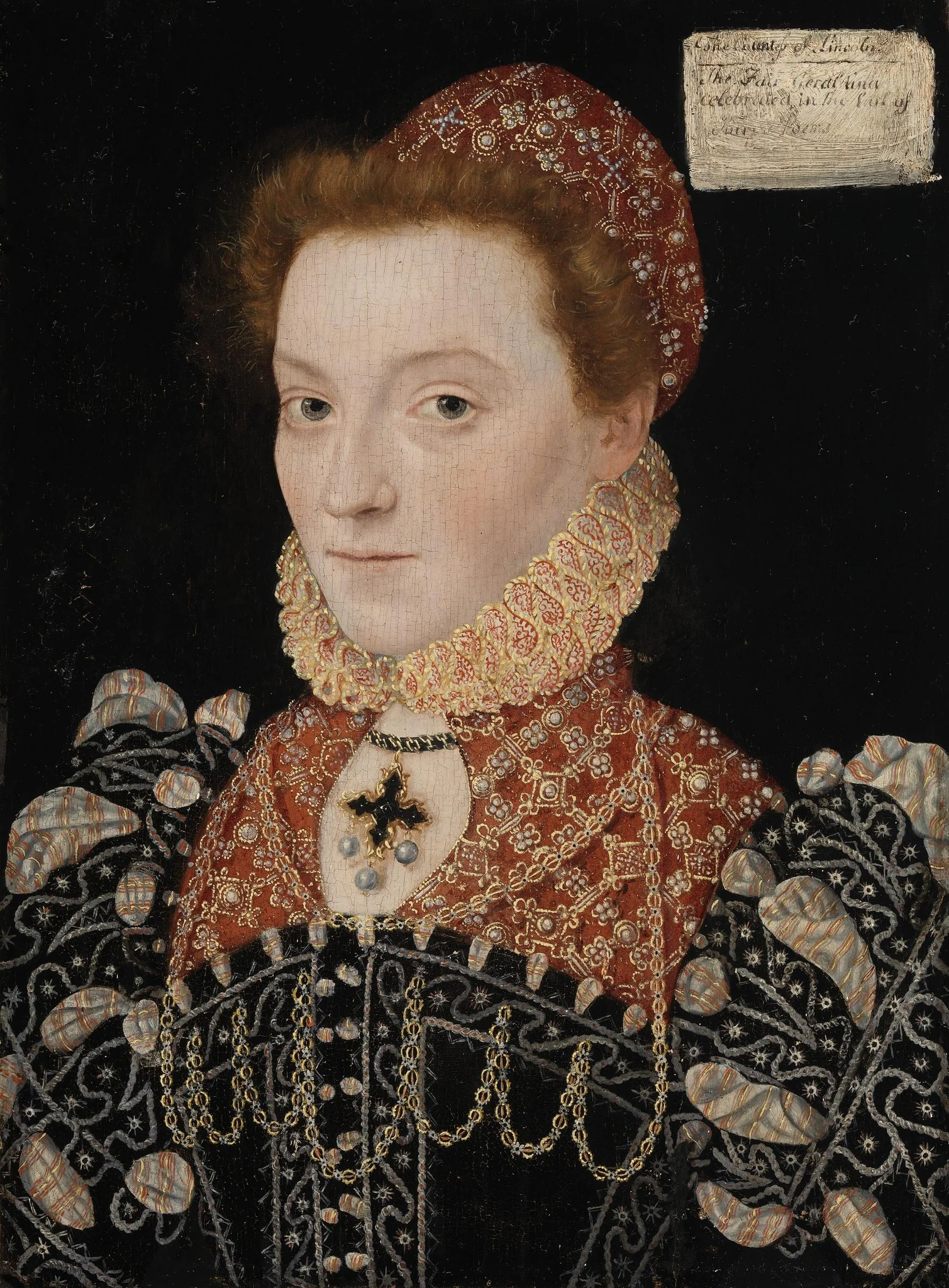Portrait of 'The Fair Geraldine' (Elizabeth Fitzgerald, Countess of Lincoln, c1528-1590), detail