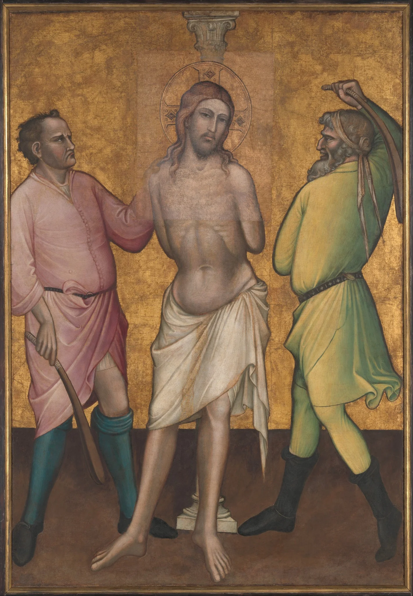 Saint Mary Magdalen Holding a Crucifix; (reverse) The Flagellation, detail
