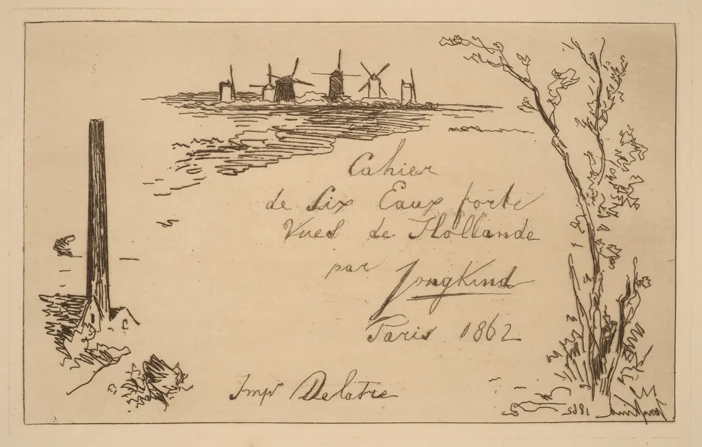 Title Page (Titre du cahier de six eaux-fortes), by Johan Jongkind, ink, 1862