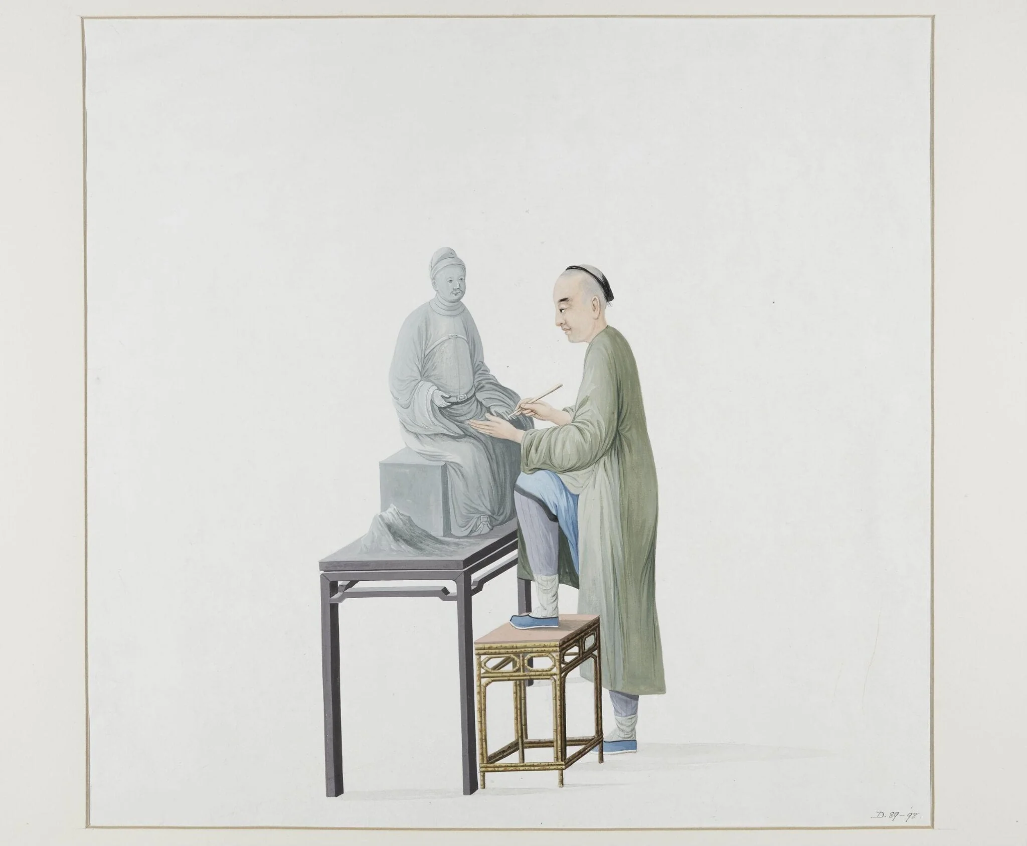 Man Making a Statue, detail