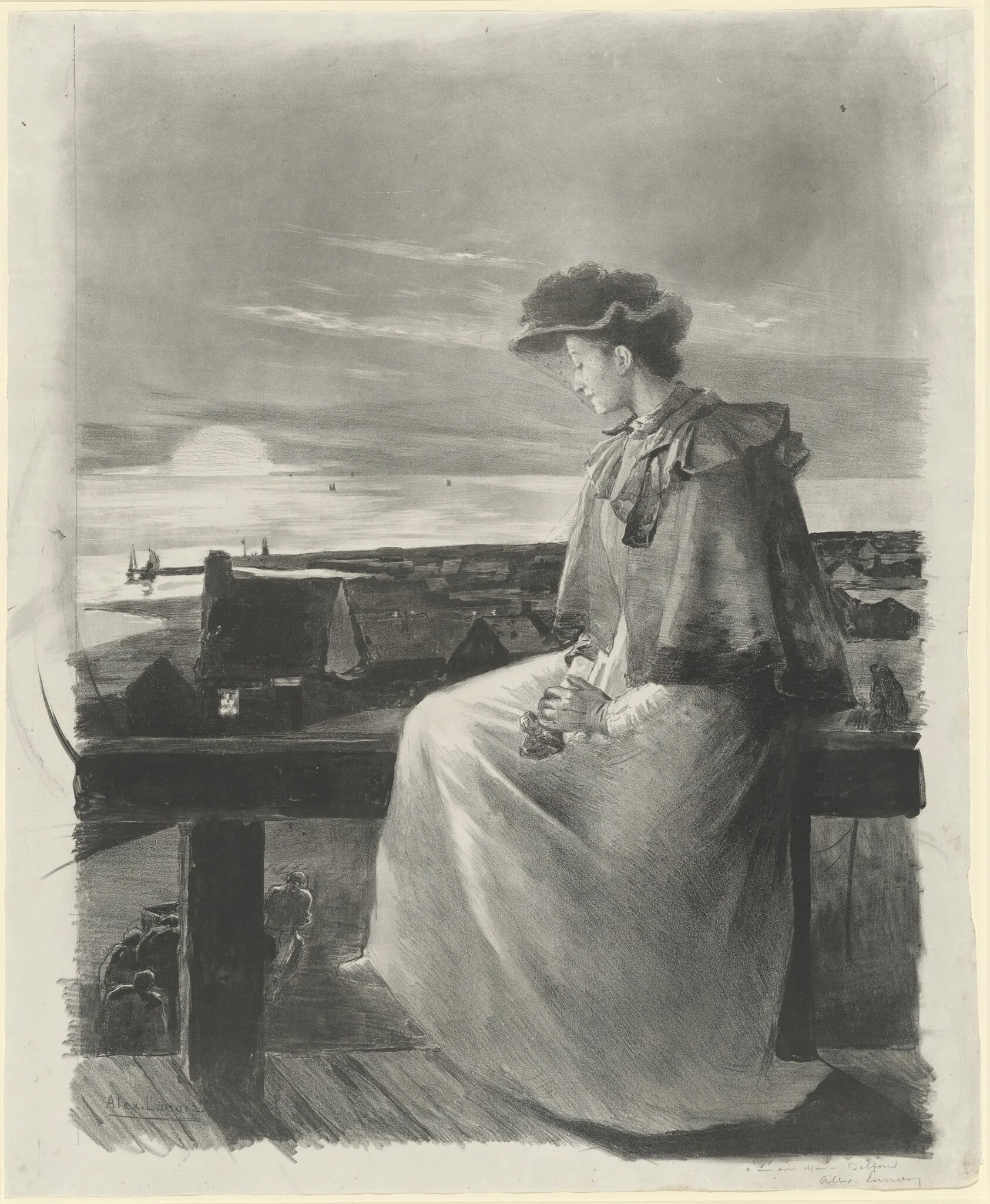 Reverie: Young Woman Sitting by the Sea, detail