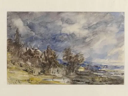 Hampstead Heath, from near Well Walk, by John Constable, watercolor, 12