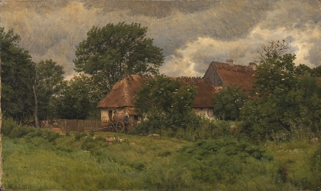 Gamle udbygninger ved en herregård, by Niels Skovgaard, oil, 1889