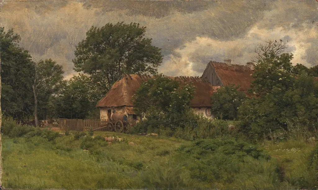 Gamle udbygninger ved en herregård, by Niels Skovgaard, oil, 1889