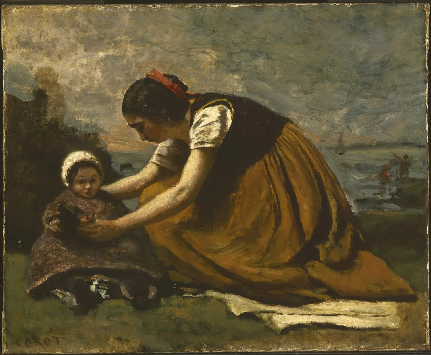 Mother and Child on a Beach, detail