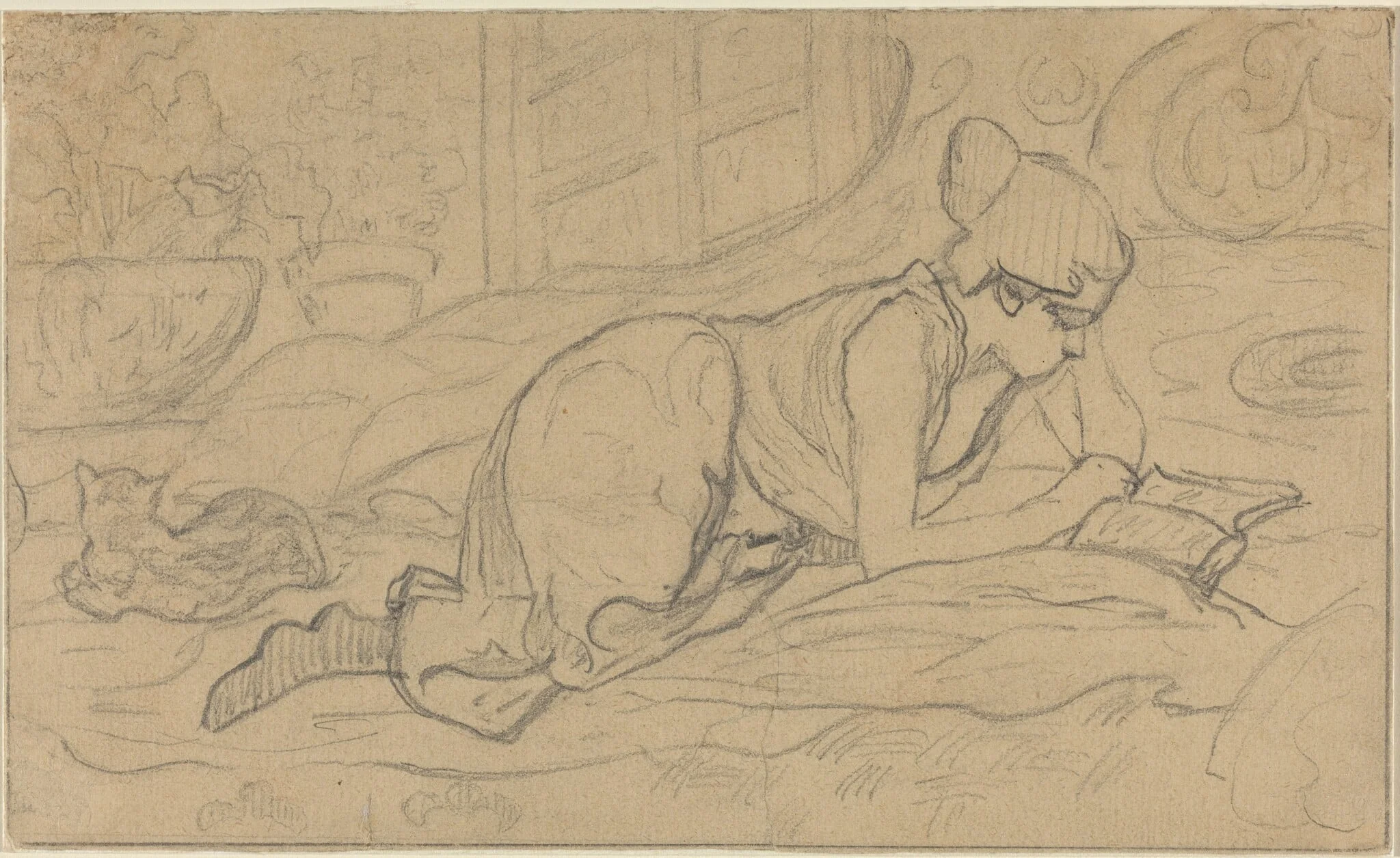 Study for "La Liseuse couchée", detail
