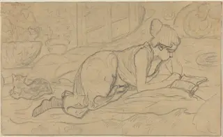 Study for "La Liseuse couchée", by Paul Ranson, graphite, 1894