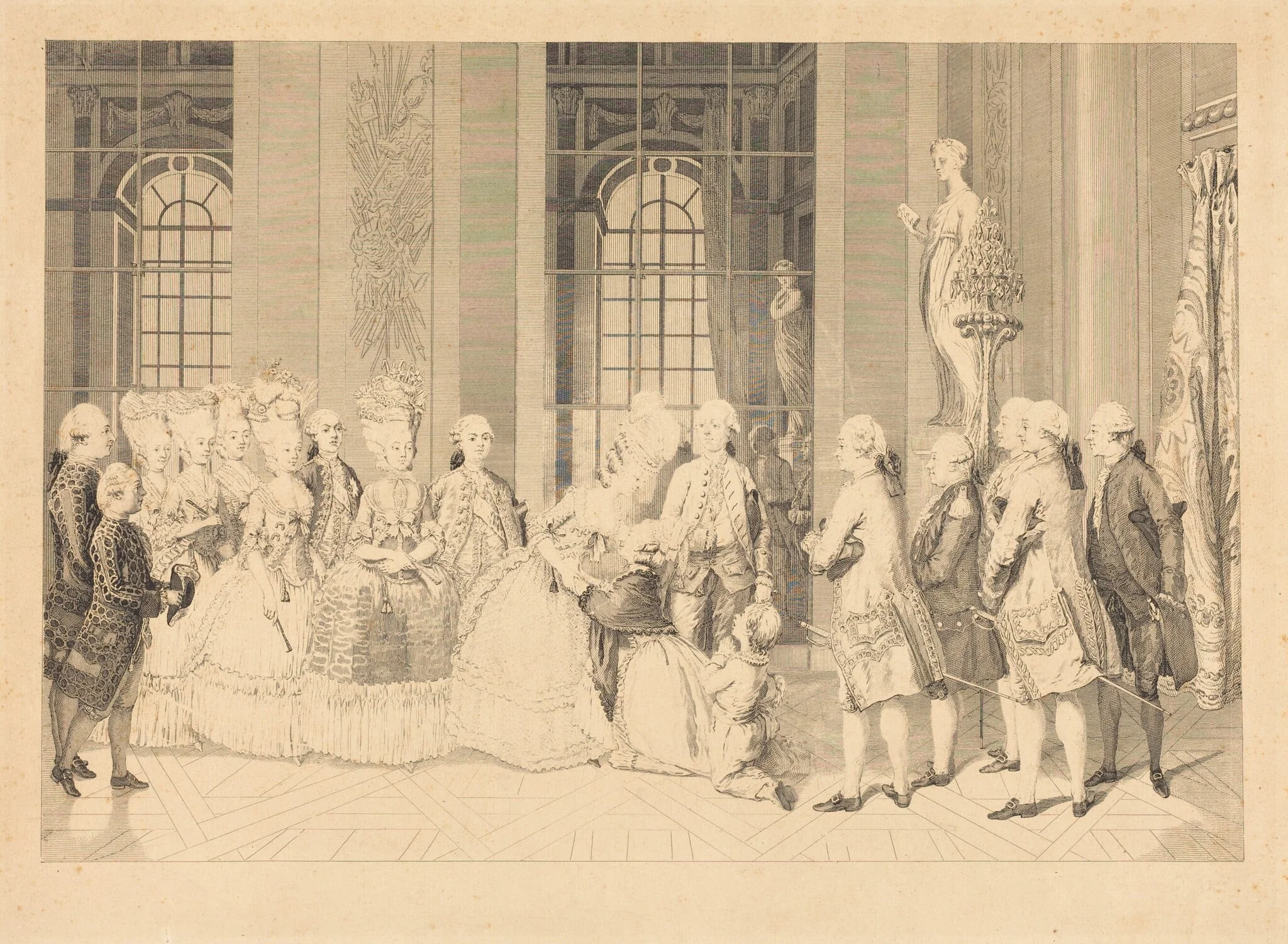 La Reine annonçant à Mme Bellegarde, des Juges, et la liberté de son mari en mai 1777, detail