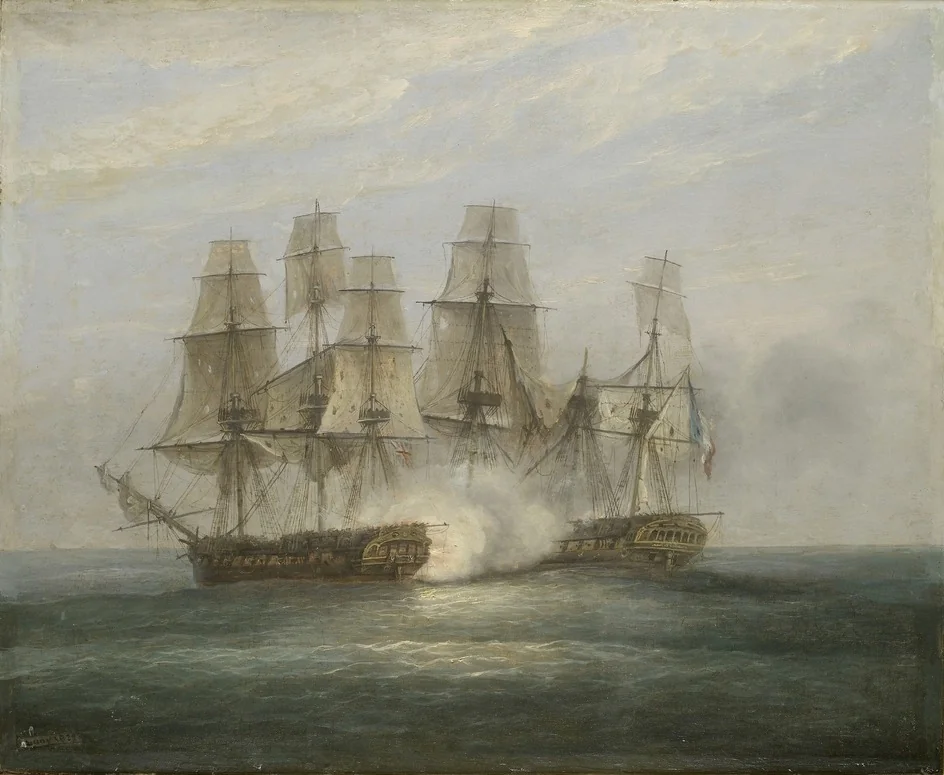 The engagement between H.M.S. Phoenix and the French Frigate Didon, 10 August 1805, detail
