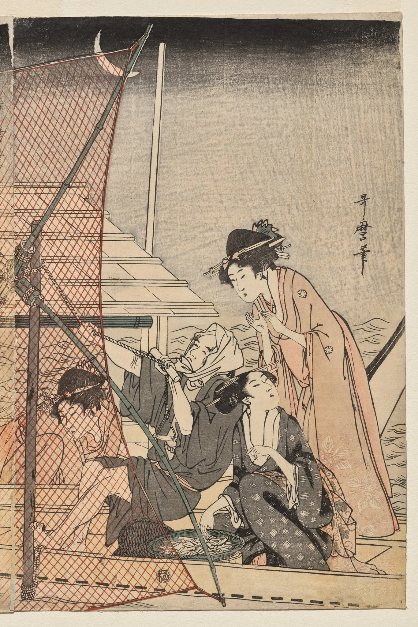 Net Fishing at Night, detail