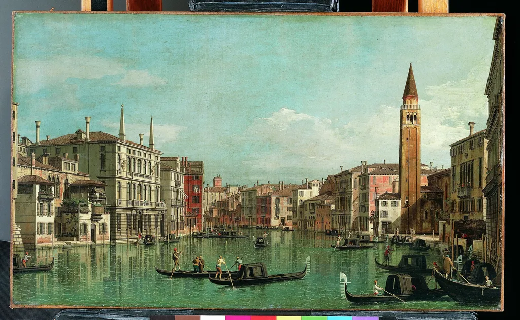 The Grand Canal, Venice, Looking Southeast, with the Campo della Carità to the Right, by Canaletto, oil, 1734