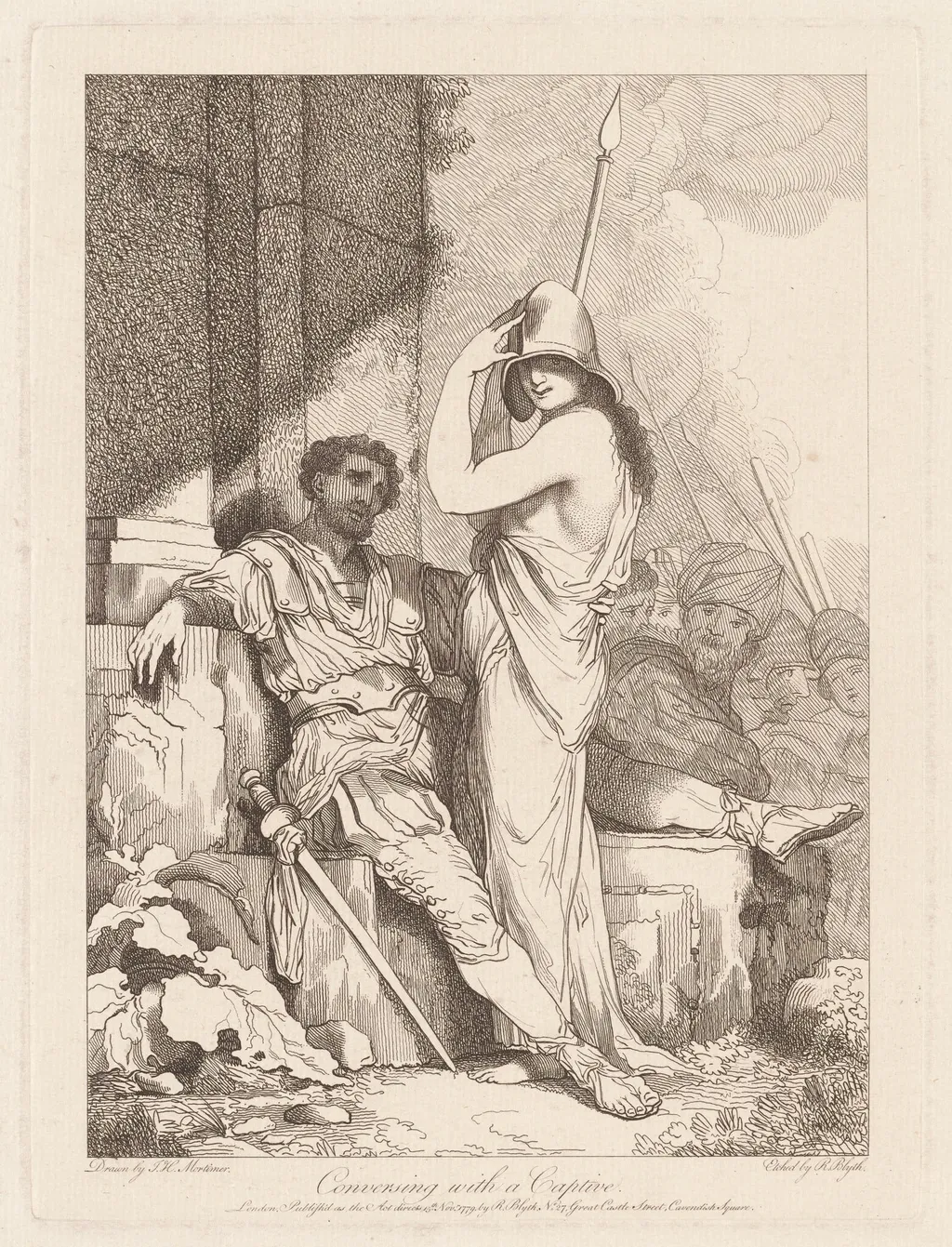 Conversing with a Captive, by Robert Blyth, ink, 1779