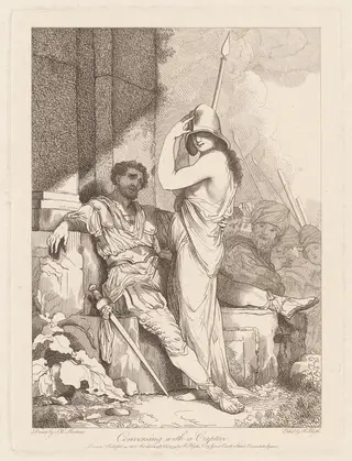 Conversing with a Captive, by Robert Blyth, ink, 1779
