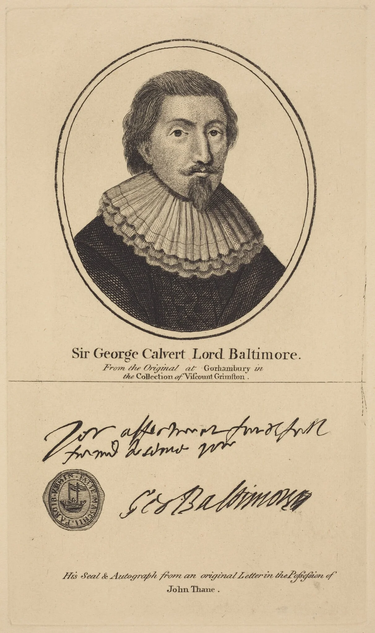 Sir George Calvert, Lord Baltimore, detail