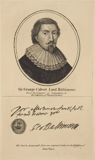 Sir George Calvert, Lord Baltimore, by John Thane, ink, 1783