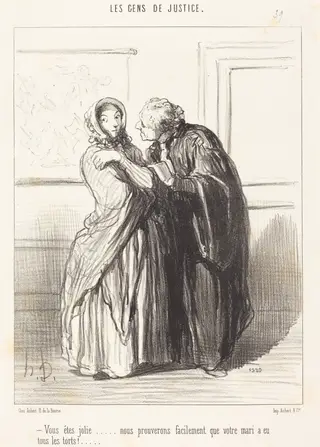 Vous êtes jolie..., by Honoré Daumier, ink, 1848
