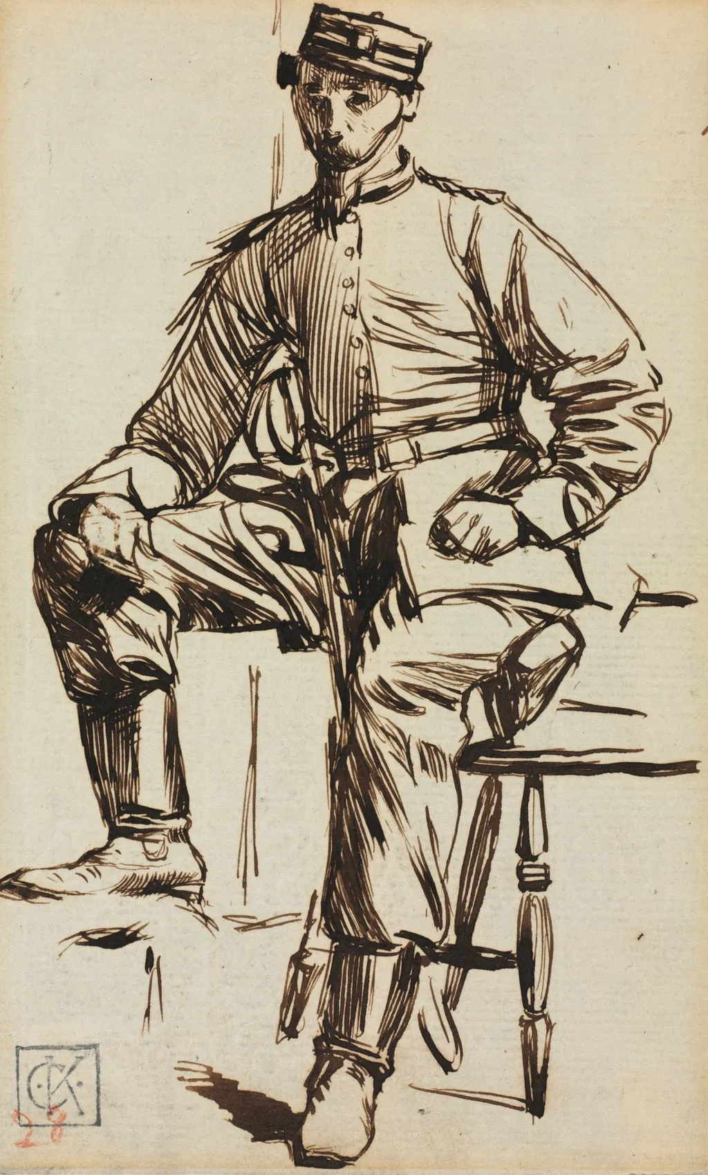 Charles Keene as a Volunteer, by Charles Samuel Keene, 1866