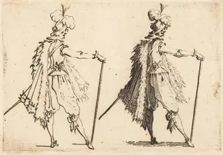 Gentleman with Cane, by Jacques Callot, ink, 1617