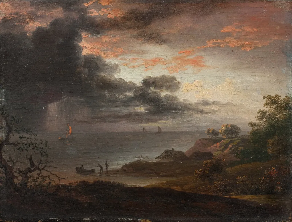 Heavy rain on sea, by Jens Juel, oil, 1796