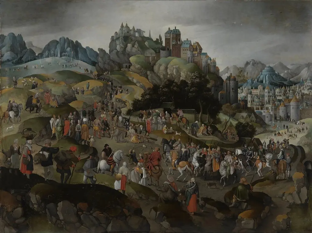 Christ carrying the Cross, by Abel Grimmer, oil, 1597