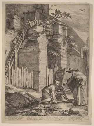 The Prophet Elijah with the Widow of Zarephath, by Jan Pietersz Saenredam, ink, 1604