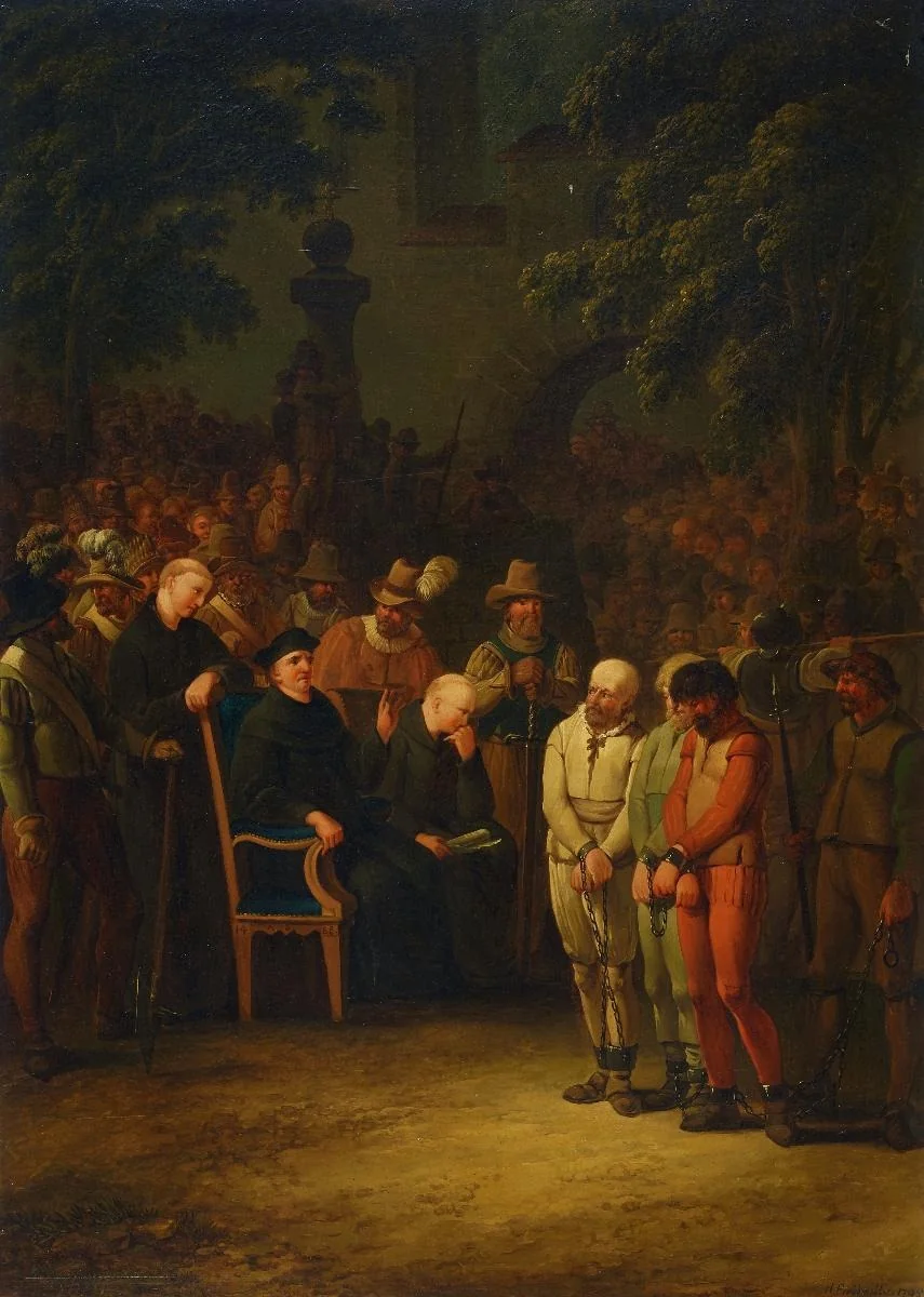 Der Abt von Engelberg begnadigt die Rädelsführer der aufrührerischen Talleute 1488, detail