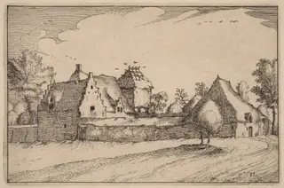 Walled Farm, by Claes Jansz Visscher, ink, 1612