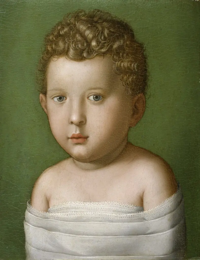 Portrait of a Baby Boy, by Bronzino, oil, 1540