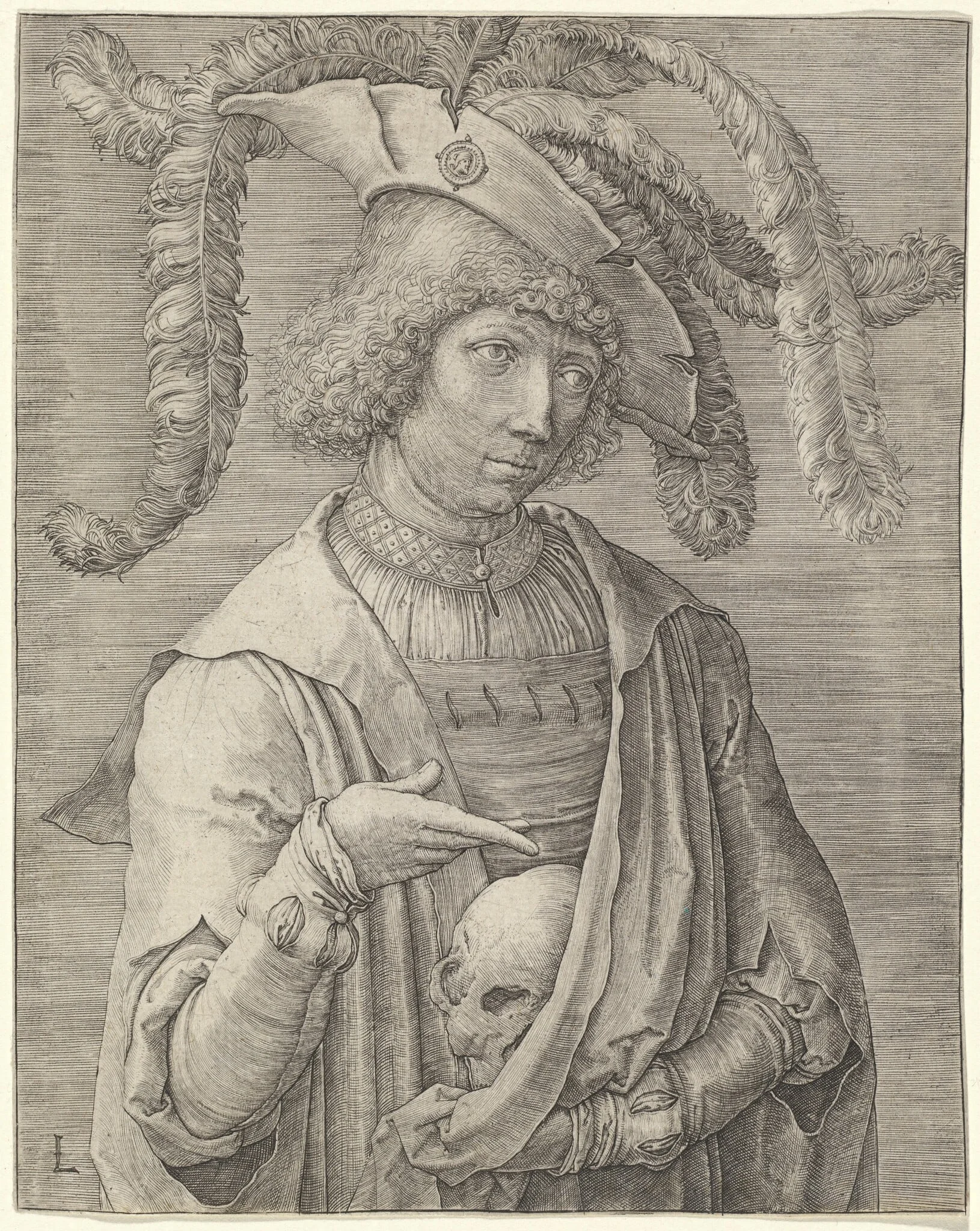 Portrait of a Young Man with a Skull, detail