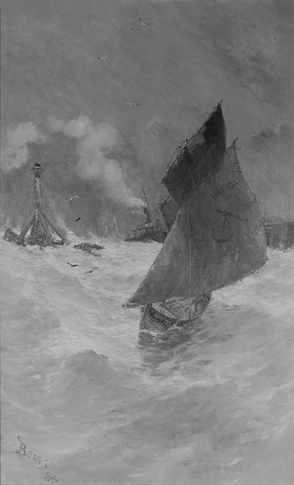 A Rough Day—Harbor of Honfleur, detail