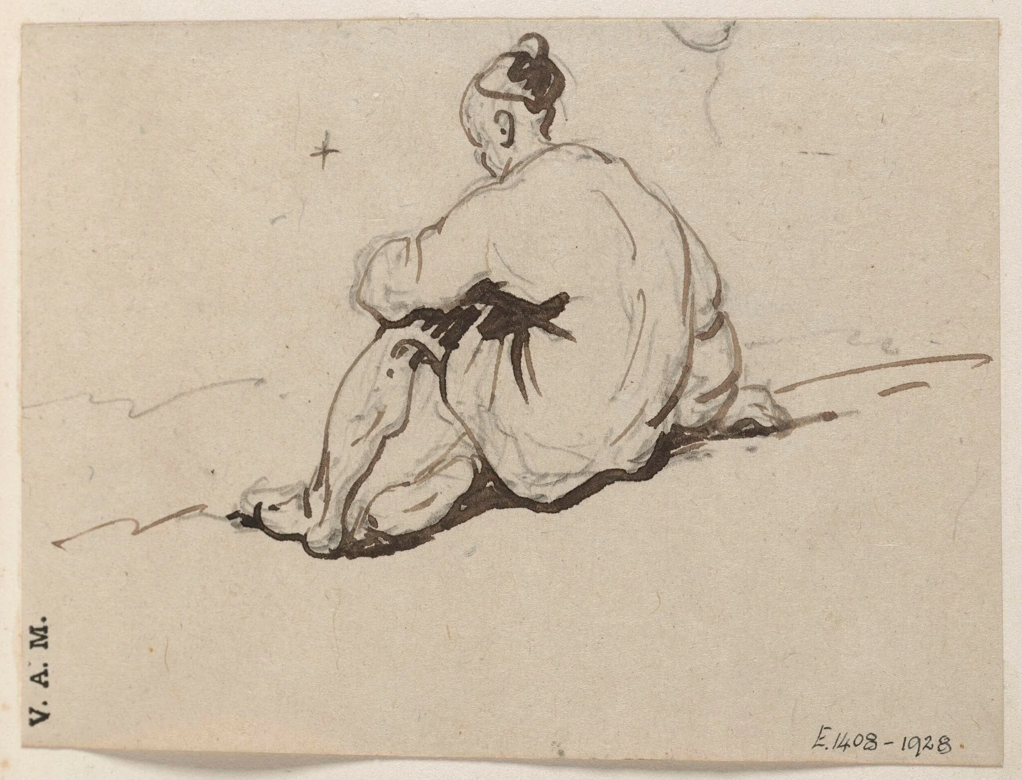 A seated Chinese figure, detail