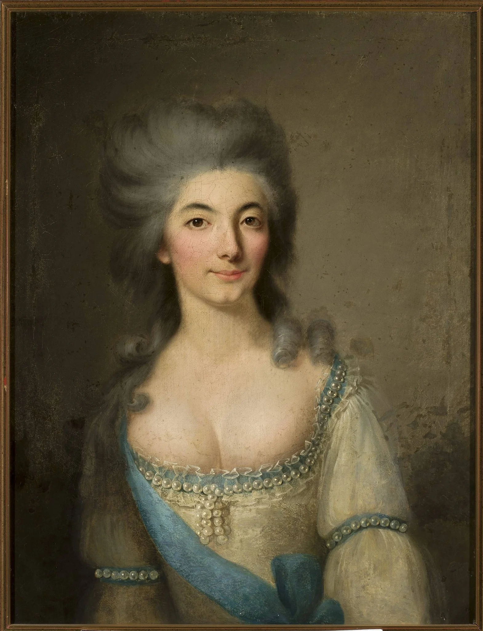 Portrait of a lady in a white dress, detail