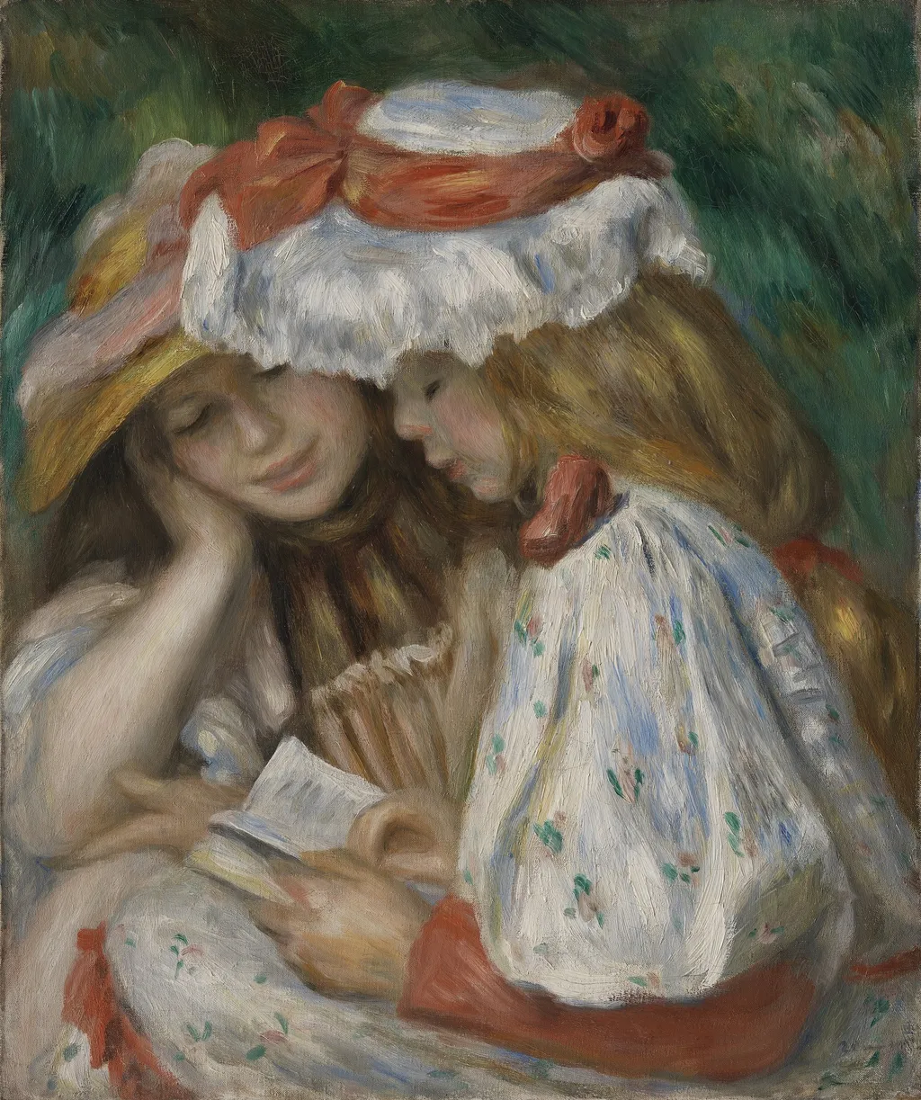 Two Girls Reading, by Auguste Renoir, oil, 1896