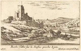 Roche Taillet sur la Saosne proche Lyon, by Israël Silvestre, ink, 1656