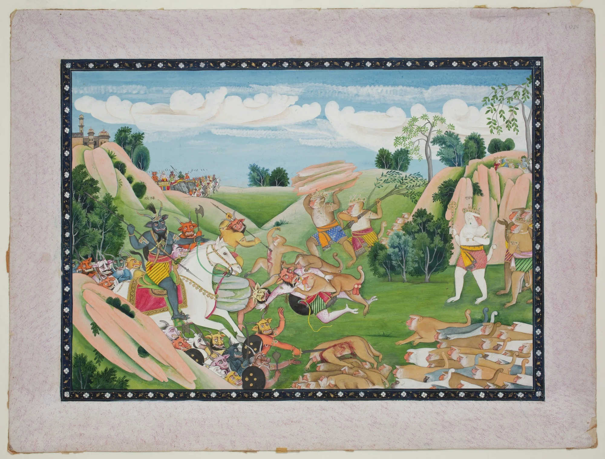 Hanuman Brought a Big Stone to Kill Narantek, detail