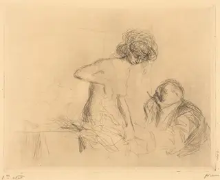En cabinet particulier (1ère planche) (In a Private Room) (first plate), by Jean-Louis Forain, ink, 1909
