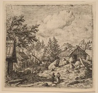 Hamlet on Mountainous Ground, by Allart van Everdingen, ink, 1650