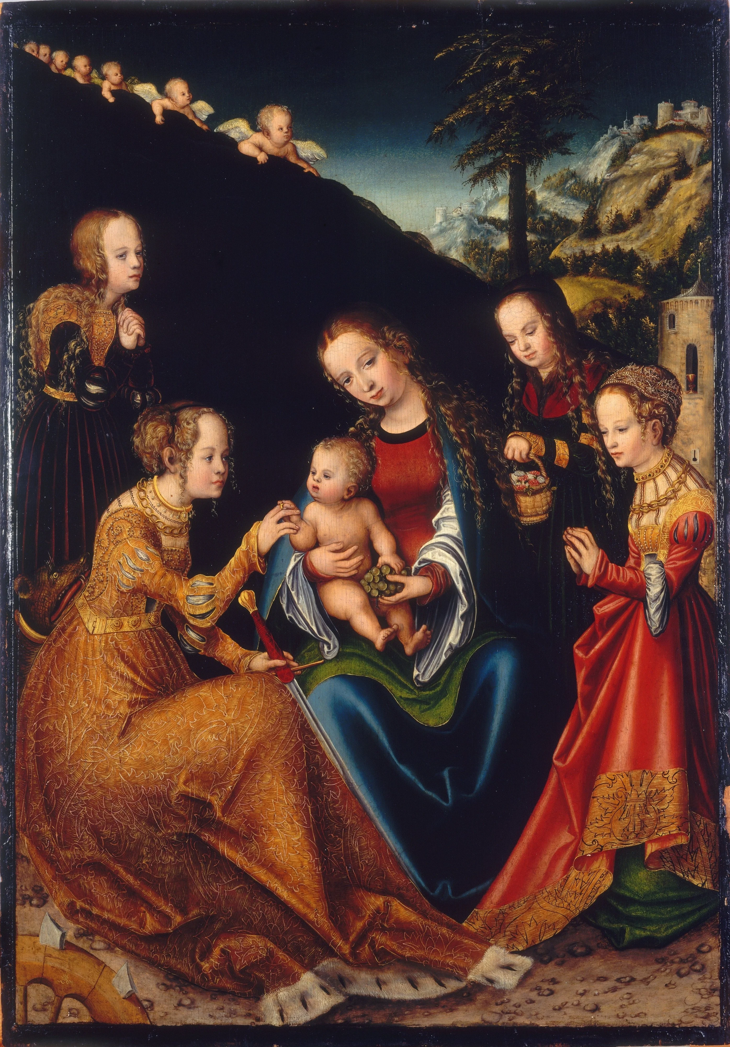 The Mystic Marriage of Saint Catherine of Alexandria with Saints Dorothy, Margaret and Barbara, detail