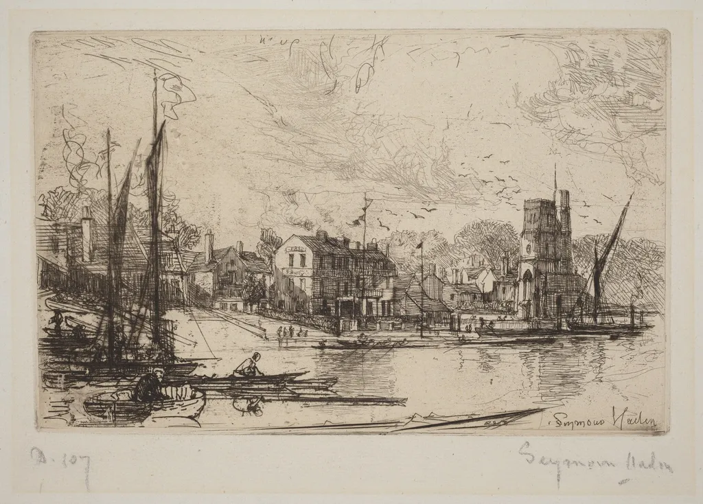Harry Kelly's, Putney, by Francis Seymour Haden, ink, 1865