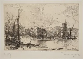 Harry Kelly's, Putney, by Francis Seymour Haden, ink, 1865